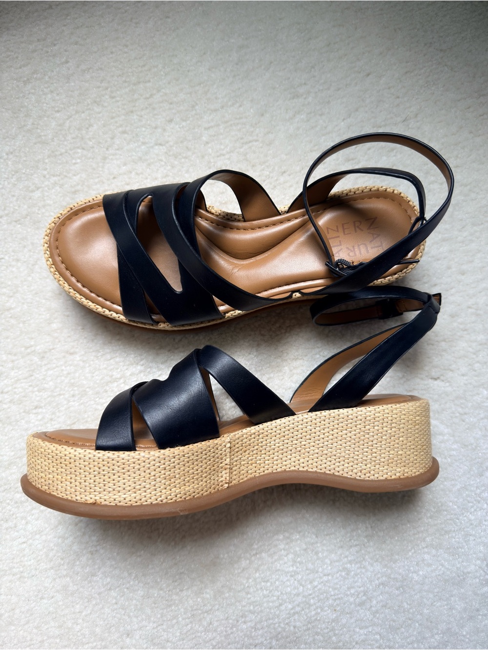 Naturalizer Riley Black Platform Wedge Sandals - Picture 3 of 6